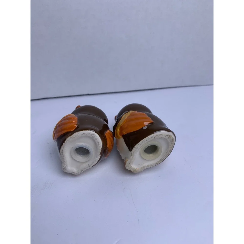Vintage Ceramic Owl Salt and Pepper‎ Shakers Retro Bohemian Hand Painted Set